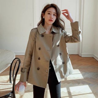 卡其色短款風衣外套女小個子2024新款春秋韓係高階感休閒上衣大衣