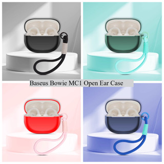 適用於Baseus Eli 10i Fit Open-Ear耳機殼純色矽膠耳機保護殼防摔防塵耳機包編織掛繩