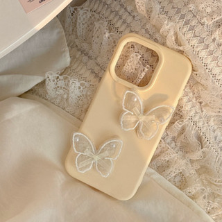 3d貼上珠蝴蝶手機殼適用於iphone 11 12 13 14 15 16 Pro Max外殼奶黃色加厚軟後蓋適用於iP