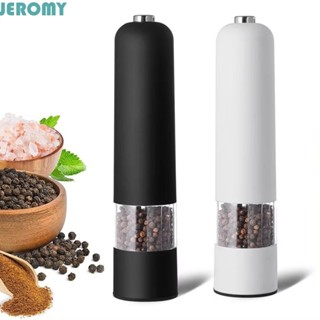 JEROMY胡椒研磨器,可調粗糙度陶瓷磨芯電動胡椒鹽研磨器,瓶身可見ABS電池供電香料研磨機餐桌
