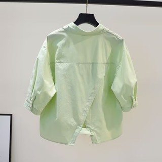 衣時尚 上衣 襯衫 長袖襯衣 S-XL 新款開叉短版設計感襯衣港風洋氣五分中袖襯衫ME062-1913.