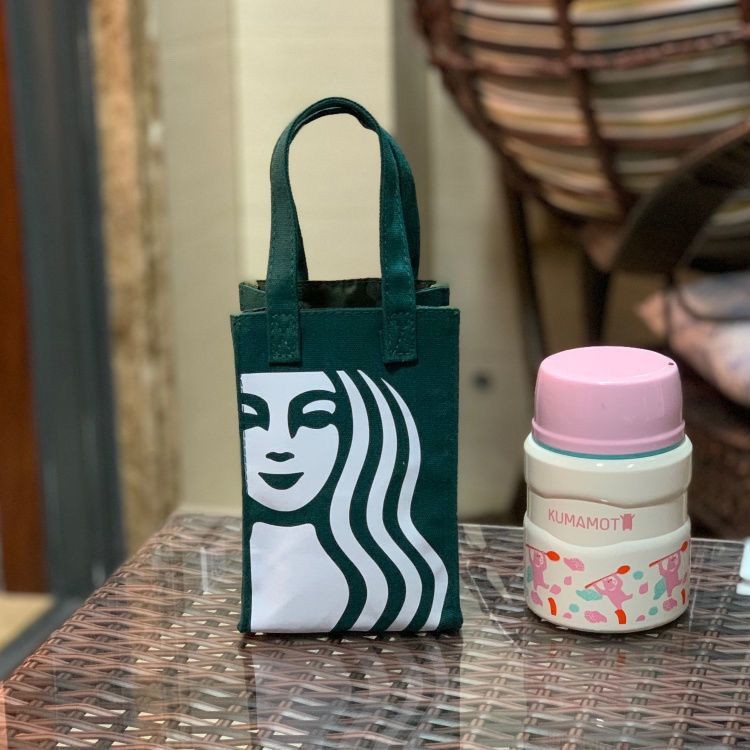 星巴克貓咪提袋 保溫杯水杯星巴克燒杯手提袋隨行杯袋便攜咖啡包袋帆布吸管杯套