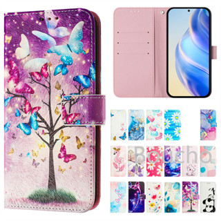 XIAOMI REDMI 適用於小米紅米 6 6A 7 8 8A Note 8 Pro 時尚彩繪花卉圖案手機殼支架卡片皮