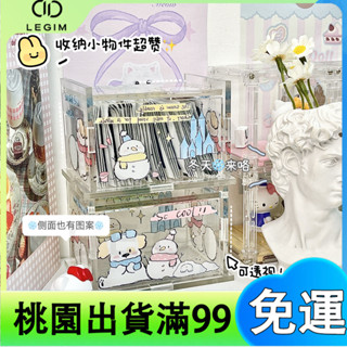百貨商店多盒收納 簡約 雪人亞克力收納盒 可愛少女心翻蓋桌面 置物盒 防塵擺件 可拆卸