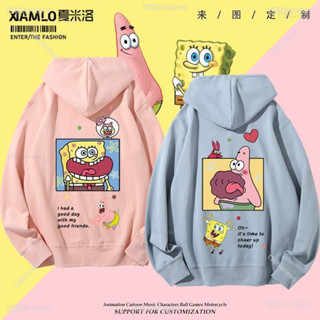 海綿寶寶 派大星印花衣服 男女薄款上衣 連帽衛衣 小眾情侶裝 海綿寶寶派大星連帽衛衣 蟹老闆章魚哥 情侶裝 effc