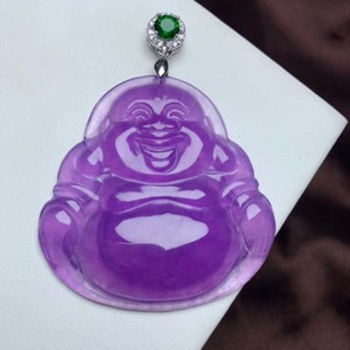 天然冰種紫羅蘭笑佛玉吊墜彌勒佛男女款吊飾