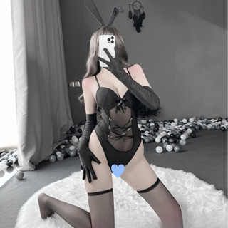 ♦朵蜜拉♦Doumi【❤︎黑夜女神❤︎】兔女郎裝 黑色連身衣 性感內衣 蕾絲手套 兔耳髮箍 cosplay