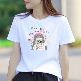 愛依依 短袖T恤 純色上衣 印花T恤M-2XL夏季簡約休閒寬鬆顯瘦大碼女裝半袖圓領t恤-2855.
