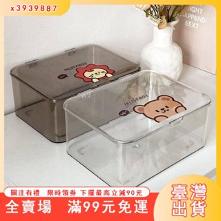 臺灣出貨 案頭大容量收納盒 亞克力透明視覺化收納箱 防塵帶蓋整理箱 辦公室桌書桌小雜物盒子