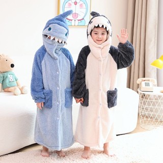 珊瑚絨浴袍加厚保暖秋冬季家居服兒童浴巾[D1110]兒童睡衣男童珊瑚絨秋冬季睡袍女童加絨加厚款中大童家居服浴袍