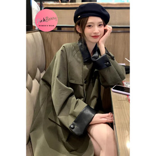 PinkBerry🍓│風衣外套 2色 美式外套 復古外套 寬鬆外套 韓版外套 長外套 大衣外套 氣質上衣 顯瘦上衣 風衣