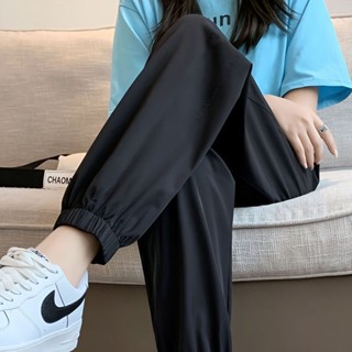 運動褲女冰絲夏季薄款棉褲寬鬆休閒褲速乾燈籠褲高腰顯瘦涼涼褲子2025.4.9