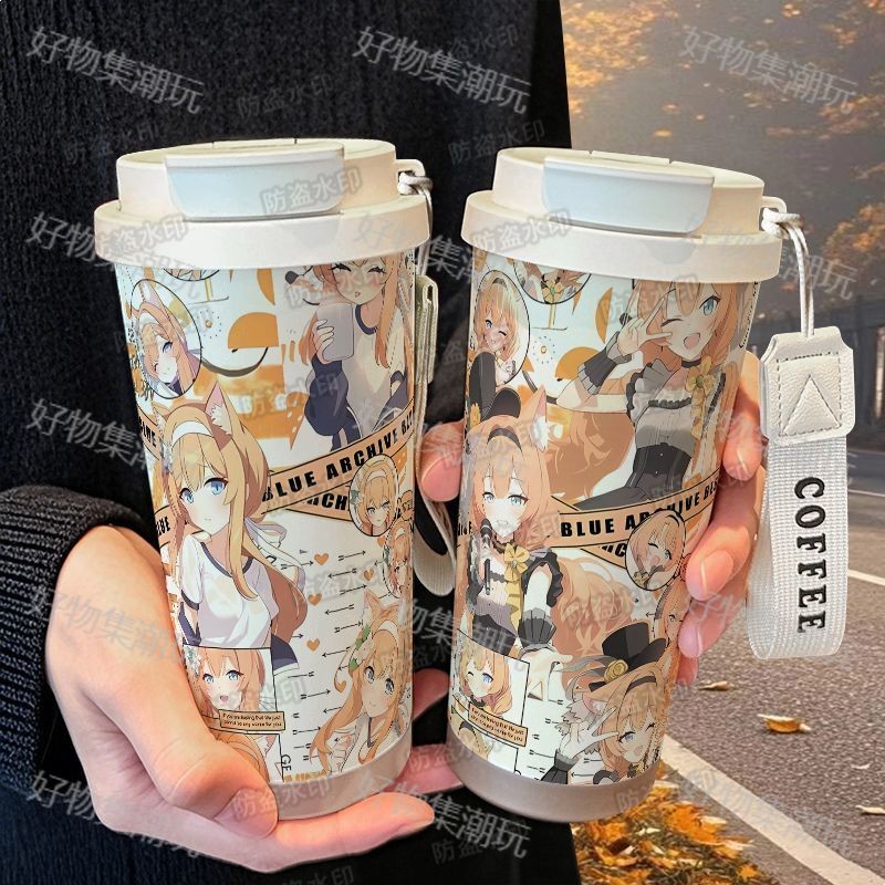 【免運】蔚藍檔案瑪麗可愛便攜保溫杯學生兒童大容量316不鏽鋼水杯咖啡杯隨行杯 咖啡 保溫瓶 水杯