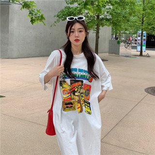 大尺碼睡裙女 韓版ins風睡衣 oversize 短袖寬鬆中長款網紅大尺碼可外穿長裙 女版居家睡衣裙