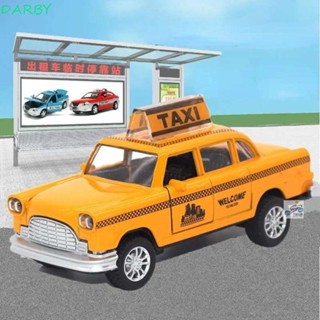 DARBY出租車模型玩具,鋅合金塑膠微型玩具車,模擬橡膠帶聲光經典玩具兒童玩具車兒童玩具