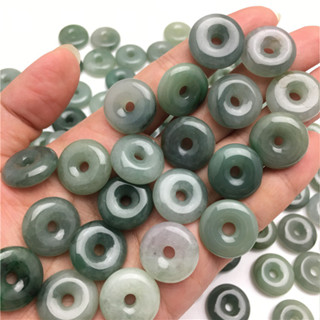 JF-(1pcs)- A貨翡翠油青玉扣飾品吊墜diy翡翠散件玉石珠寶翡翠玉石扣掛件