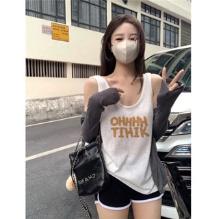 Chic☀夏季寬鬆背心白色無袖上衣吊帶女純棉新款韓版小眾簡約百搭ins潮 女生背心 小可愛上衣 女裝無袖衫 短袖背心