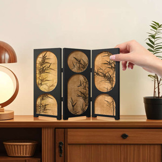 車用裝飾品 房間裝飾 居家裝飾 中古風墨竹屏風擺件茶桌家居邊櫃鬥櫃桌面裝飾品復古著飾擺畫