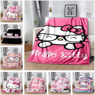 Hello Kitty三麗鷗日本動漫法蘭絨印花毯子四季家居客廳沙發空調毯粉色少女臥室床上卡通動漫柔軟舒適毯子-t