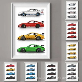 911 GT3 RS 汽車一代超級跑車海報 Canvsa 印刷畵家居裝飾墻壁藝術裝飾禮物送給汽車愛好者無框 FZUL