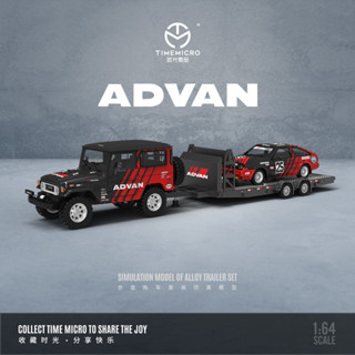 TM1:64 豐田FJ40 AE86 ADVAN拖車套裝 模擬合金汽車模型 收藏擺件