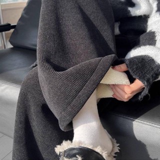 羊羔絨闊腿褲女秋冬季2024新款高腰保暖棉褲加絨加厚燈芯絨直筒褲