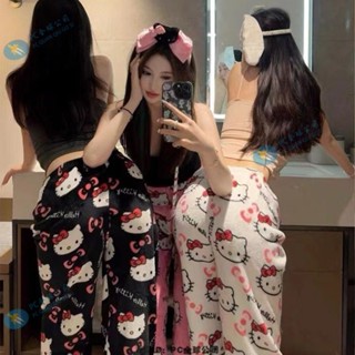 🔥蝦皮精選🔥卡通貓咪睡褲 法蘭絨睡褲 韓版 睡褲 女褲 秋冬季睡衣 珊瑚絨 加厚 保暖 休閒居家褲 可外穿 - PC全球
