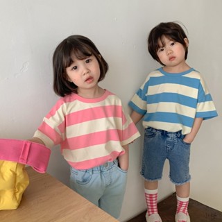 🌸Lemon Baby🌸全店免運🔥韓國童裝 男女童夏款童裝新款兒童條紋t恤 男女童可愛韓版t 水手短袖上衣