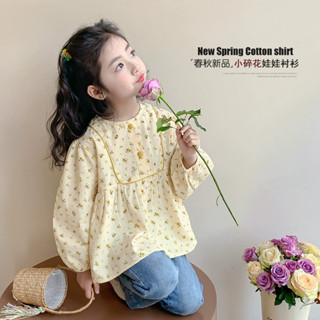 MIGUA女童襯衫洋氣女孩碎花長袖襯衣春秋2025新款春季童裝兒童上衣春裝BAOBEI☆
