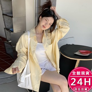 【梨卡】隔日到貨 女裝 襯衫 上衣 中長版 條紋上衣 翻領長袖 白色襯衫 鏤空襯衫 防曬外套 ga551【現貨24h】