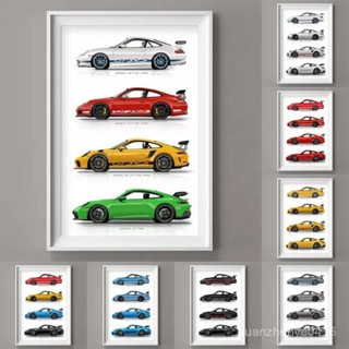 911 GT3 RS 汽車一代超級跑車海報 Canvsa 印刷畵家居裝飾墻壁藝術裝飾禮物送給汽車愛好者無框 U36E
