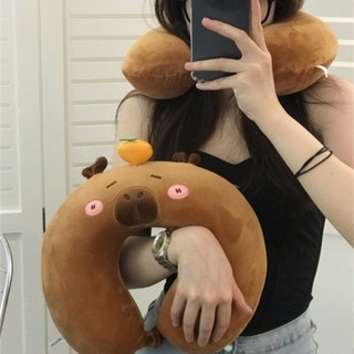 【特價】卡皮巴拉u型枕ins創意新款可愛pp棉護頸枕不可拆洗坐車午睡枕靠枕 耶誕節 學生送禮 辦公
