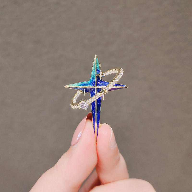9.8萬人收藏 日系湛藍星球宇宙胸針男女情侶款別針領針小外套西裝外套四角星配飾4.6