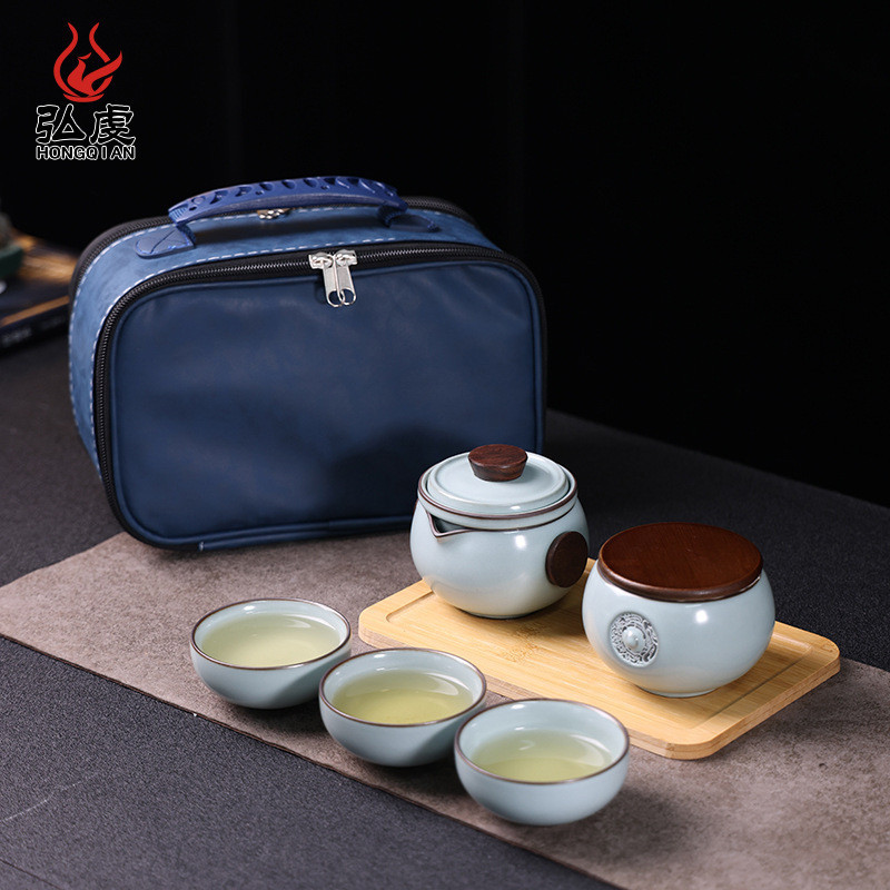 茶具組 茶碗 泡茶組 旅行茶具 手抓壺 汝窯便攜泡茶盃 戶外露營隨身泡茶壺 蓋碗旅行組 攜帶式泡茶器具