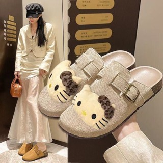 《現貨下單》【店鋪熱銷】可愛卡通KT貓包頭拖女2025新款勃肯鞋外穿時尚防滑厚底增高半拖鞋 厚底拖鞋 踩屎感拖鞋 防滑拖