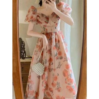 晚宴服 小禮服 法式在逃公主成人禮生日禮服高階輕奢小眾甜辣風絕美碎花洋裝夏