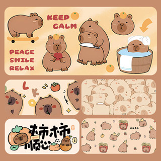 mouse pad 滑鼠墊 table mat 桌墊 辦公桌墊卡皮巴拉滑鼠墊超大加厚卡通電腦桌墊辦公書桌墊遊戲護腕鍵盤