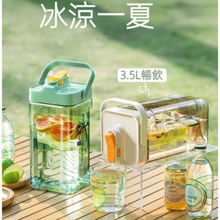可提式大容量按壓龍頭冷水壺 內建過濾嘴 密封不漏 冰箱冷水壺 飲料果汁桶 家用冰桶 耐高溫