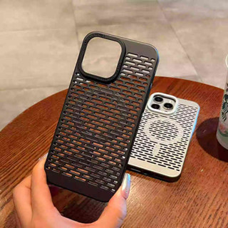 高透亞克力 磁場手機殼 magsafe磁吸充電蘋果15promax手機殼新款iphone14pro高階鏤空散熱13透氣1