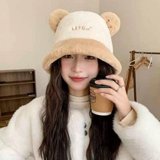 可愛小熊百搭耳朵帽子毛絨漁夫帽秋冬子女秋冬季護耳保暖加厚盆帽包包帽子 保暖帽 可愛帽子 雷鋒帽 護耳帽 帽子包