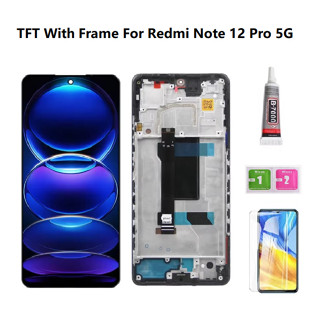 Tft 相容 REDMI NOTE 12 Pro 5G LCD 顯示屏,帶邊框螢幕總成螢幕總成玻璃面板元件