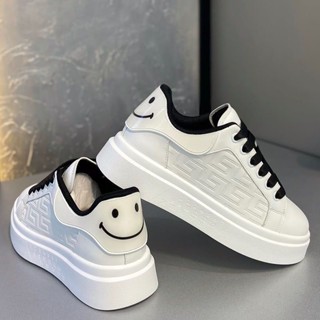 嚴選品質男鞋👟笑臉小白鞋 情侶休閒鞋 秋季2024新款 透氣厚底 增高板鞋 時尚百搭 運動休閒 鞋子男 小白鞋