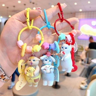 卡哇伊三麗鷗鯊魚貓 Kuromi Hello Kitty Cinnamoroll 鑰匙扣可愛卡通汽車鑰匙圈掛件書包裝飾禮