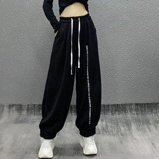 《現貨下單》嘻哈Jazz哈倫褲女秋季ins潮百搭含棉休閒褲寬鬆顯瘦束腳運動褲女女裝大尺碼褲子女褲老爺褲休閒褲女褲子女女休