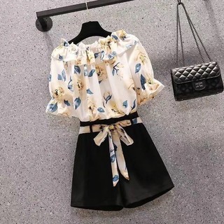 免運 台灣出貨 單件/套裝大碼女裝2024夏裝遮肚顯瘦套裝胖妹妹遮肉微胖兩件套裝
