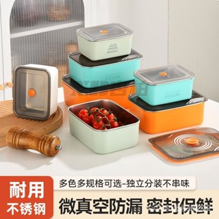 廚房收納盒💥食品級316飯盒不銹鋼保鮮盒帶蓋冰箱收納盒可微波爐加熱雙層防燙n ZM18