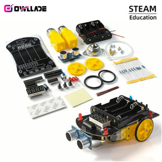 Owllade Stem 益智玩具兒童生日禮物男孩 DIY 智慧機器人車載套件帶超聲波避障 HXFB-HU-046-NY