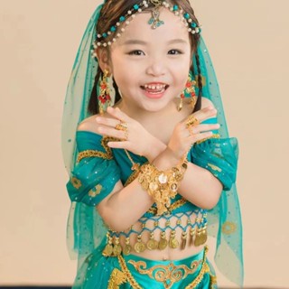 印度舞蹈服裝兒童六月1民族舞蹈表演服裝印度公主印度舞蹈服裝兒童六一民族舞蹈表演服飾茉莉公主肚皮新疆舞套裝LYJ25.4.