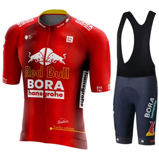 RED BULL Big SALE 球衣自行車男士紅牛騎行套裝公路制服 Mtb 服裝男士襯衫夏季衣服鐵人三項服男士專業團