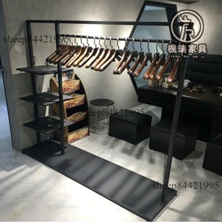 免運含稅😊服裝店 展示架 鐵藝衣架 落地式收納架 臥室掛衣架 衣帽架 歐式簡易掛包衣服架 收納架 掛衣架